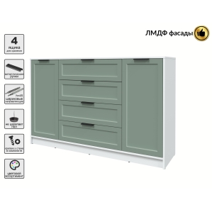 Тумба Тренд КТ-Т160 (Белый ЛДСП/ Мята ЛМДФ) Ш1600 В1020 Г451